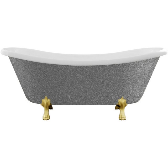 BESCO Wanna wolnostojąca AMELIA GLAM SREBRNA 190x77 nogi złote #WKA-1