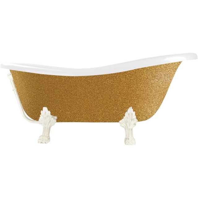 BESCO Wanna wolnostojąca OTYLIA GLAM ZŁOTA 160x77 cm nogi białe #WKO-