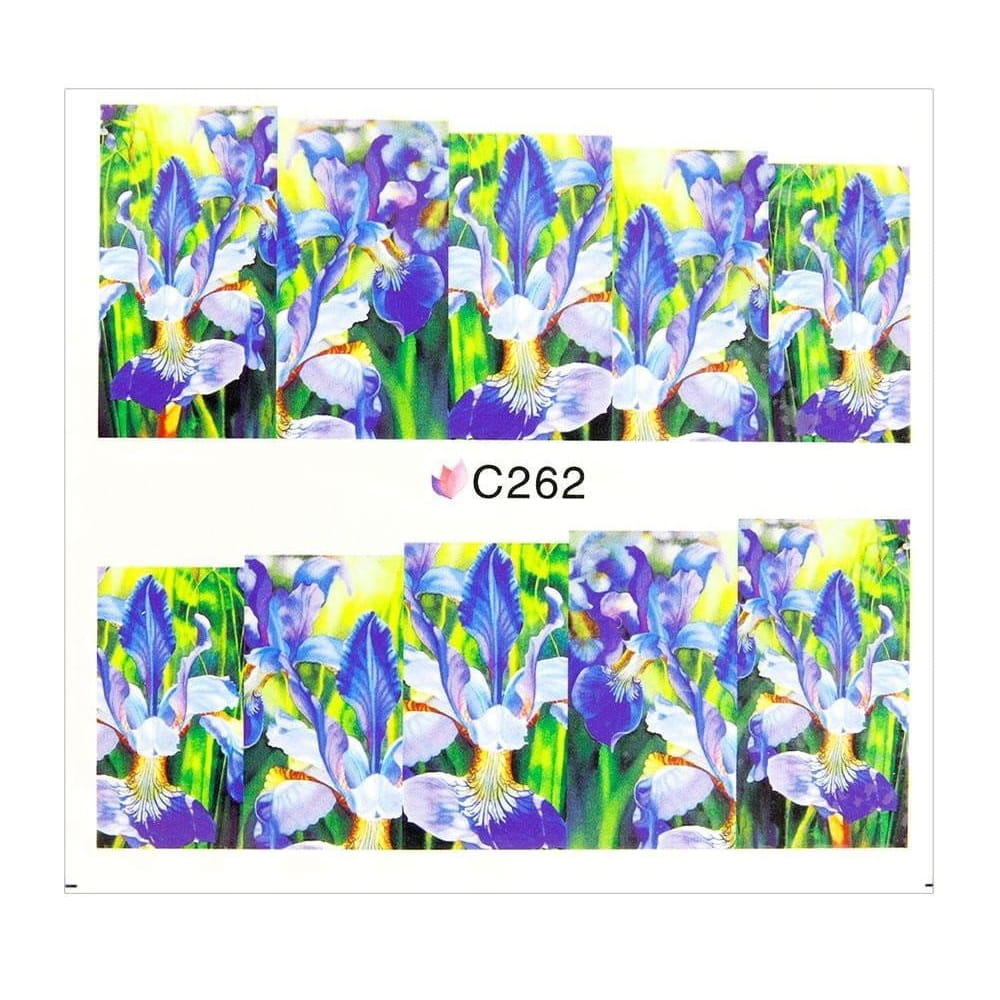Naklejki wodne do paznokci arkusz 7 x 6,5 cm na 10 palców c Nr 262