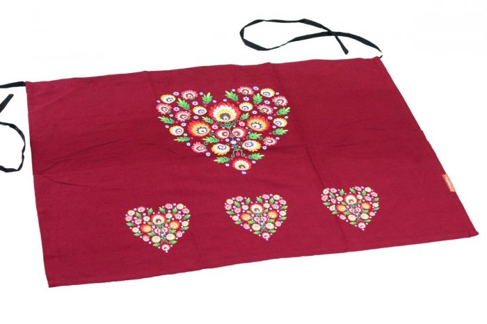 Fartuch Zapaska Ludowa - Łowickie wzory 55x80 wz. 032 bordowy