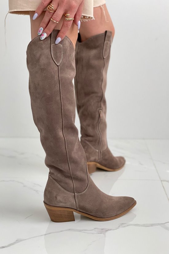 Kozaki damskie 0039/3 Cappuccino welur