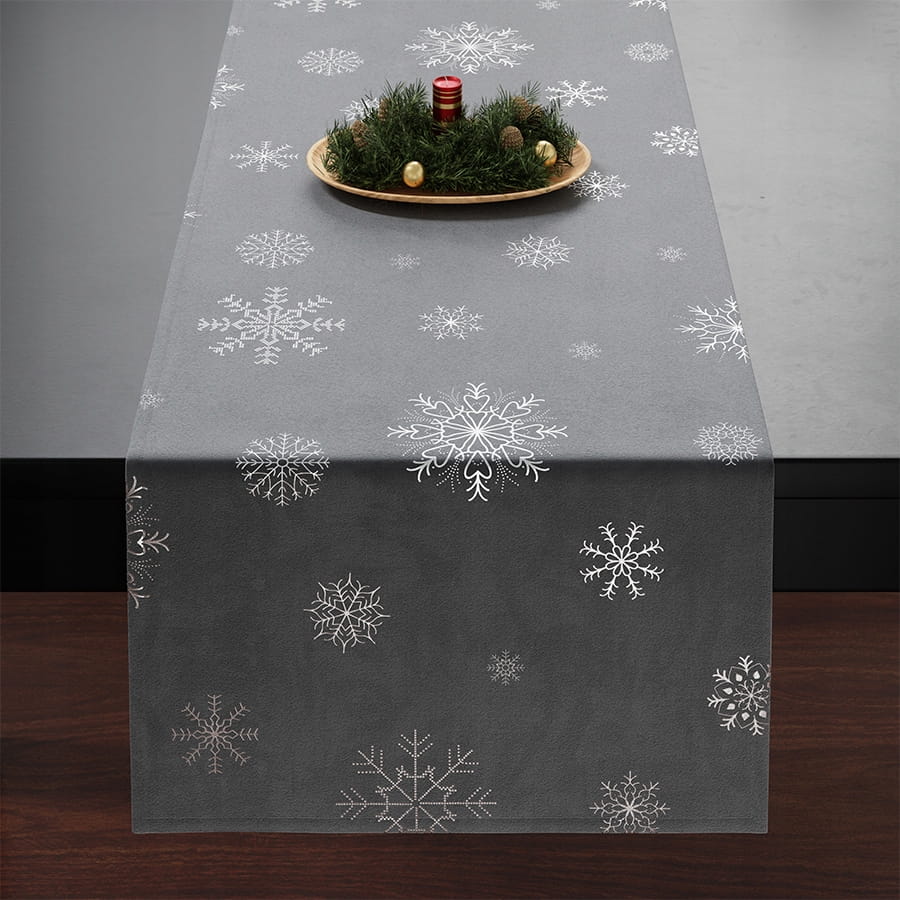ŚNIEŻKI Bieżnik VELVET 40x140cm ciemny szary, idealny na eleganckie