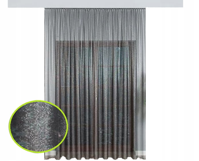 Firana czarna ze srebrną nitką 250x150 taśma - Idealna do eleganckiego