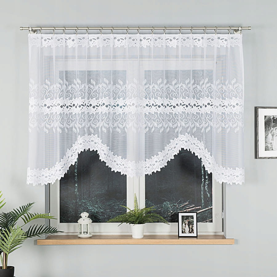BASTIA Firanka krótka żakardowa gotowa wys 120x250 cm kolor biały