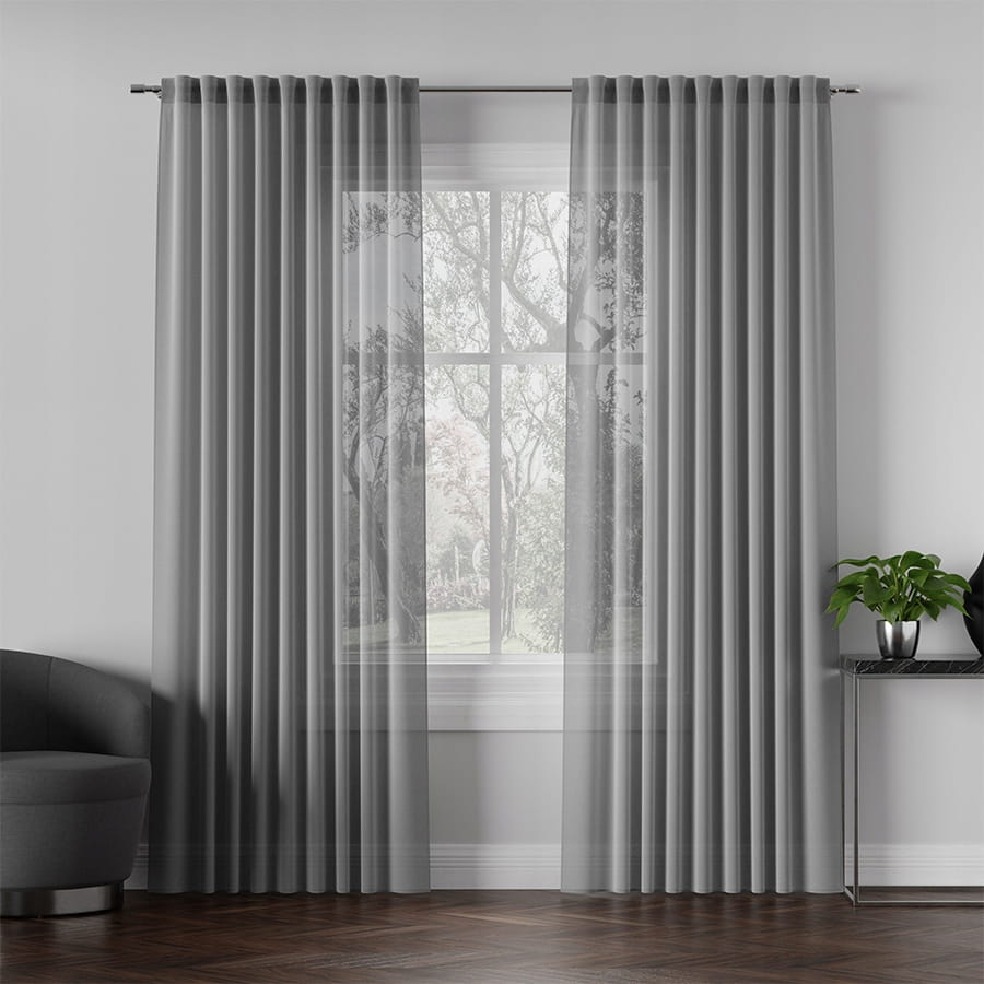 Zasłona gotowa batystowa Basic wys. 290x145 szara - elegancja w prostocie