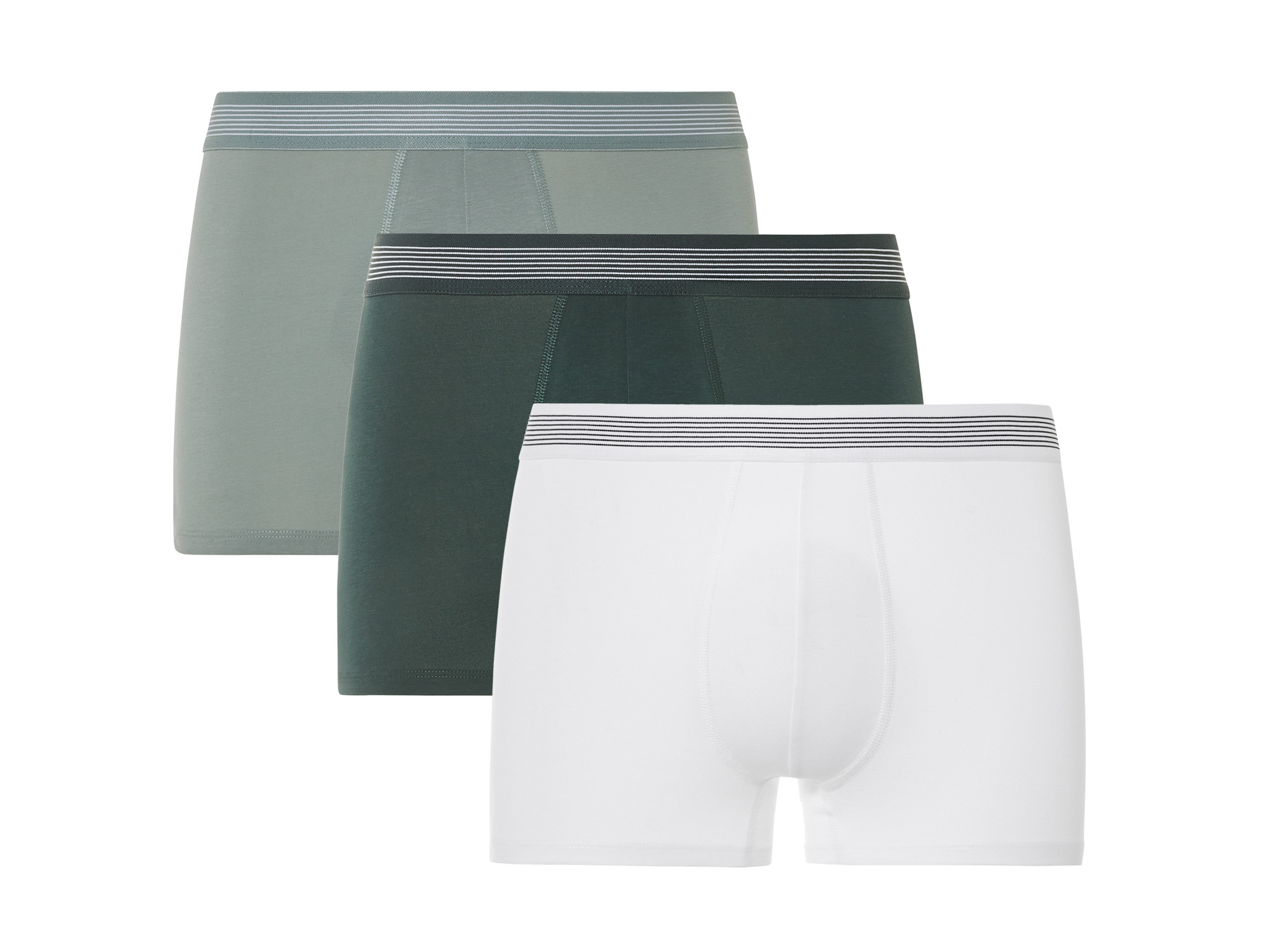 Livergy Bokserki męskie z bawełny organicznej, 3 pary 5/M, Zielony/biały