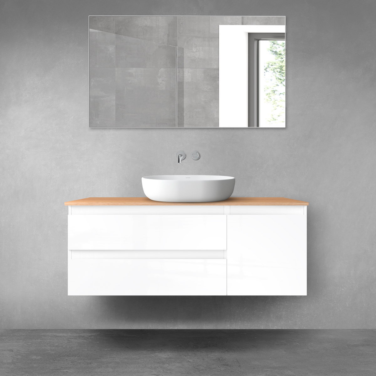Darmowa Dostawa - Zestaw mebli łazienkowych 120x46.4x48.6 cm podumywalkowa wisząca biała Oltens Vernal 68210000
