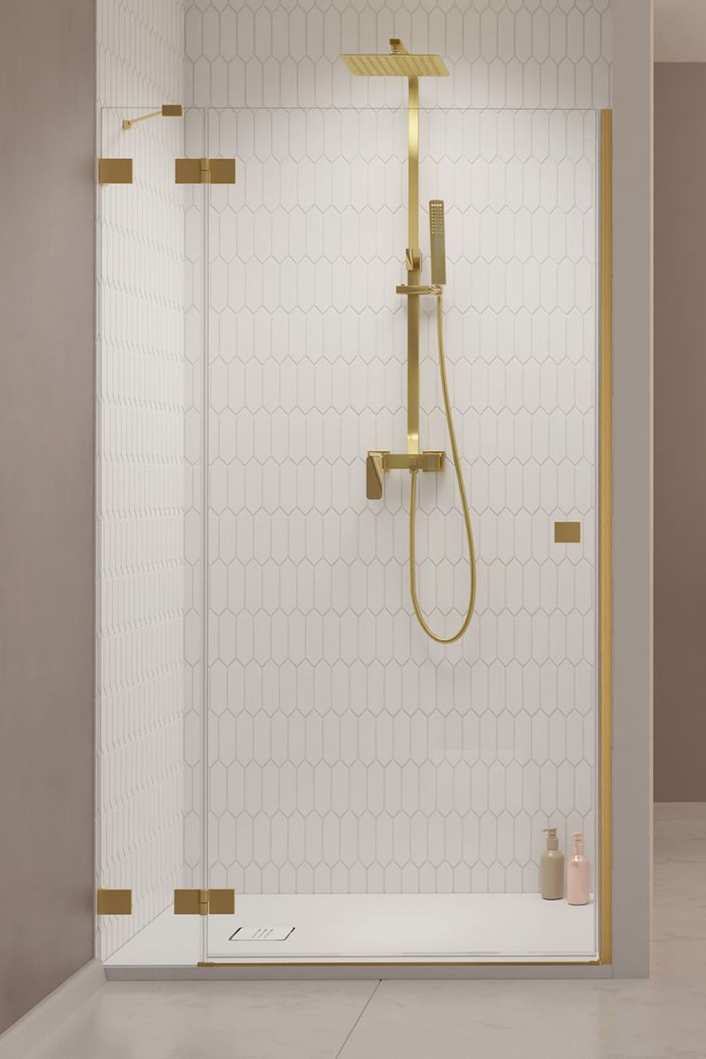 Darmowa Dostawa - Drzwi prysznicowe 90 cm uchylne Radaway Essenza Pro Brushed Gold DWJ 100990909901L