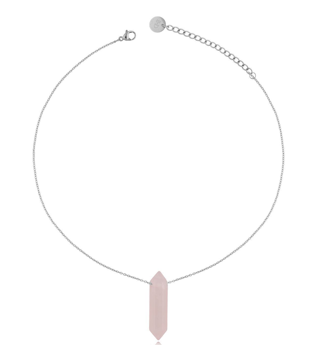 Naszyjnik srebrny z kwarcem różowym Mader 36 cm NLB0313