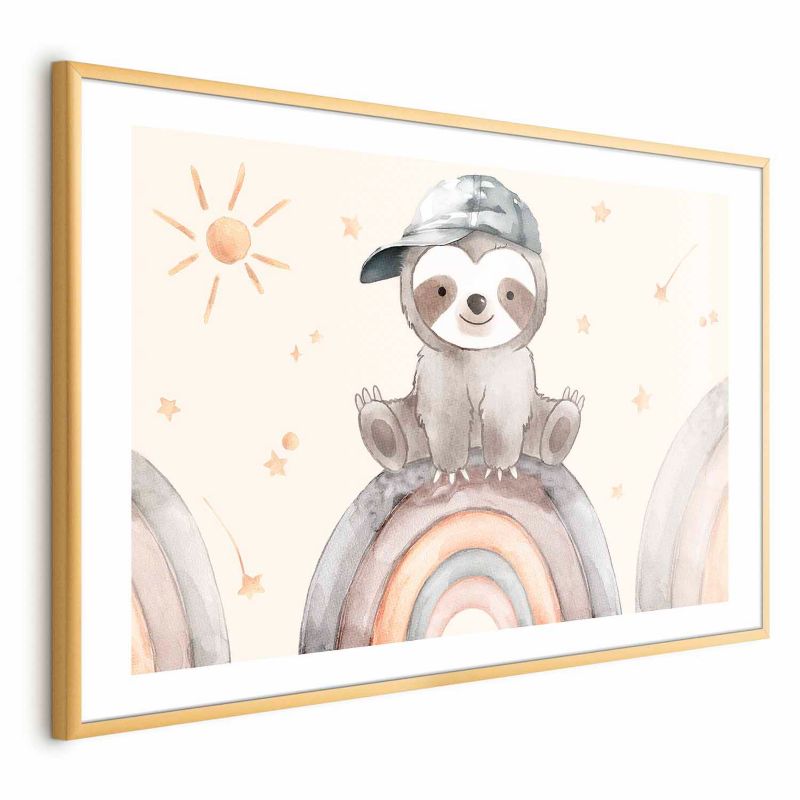 Plakat Artgeist Pośród gwiazdek i tęcz 42x29,7 cm z ramą złotą 1 szt