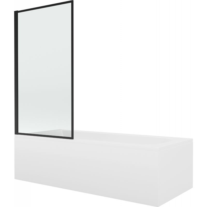Wanna prostokątna Mexen Vega 180 x 80 cm z obudową i parawanem 1-skrzydłowym 80 cm czarny wzór fix 550118080X9308007070 1 szt.