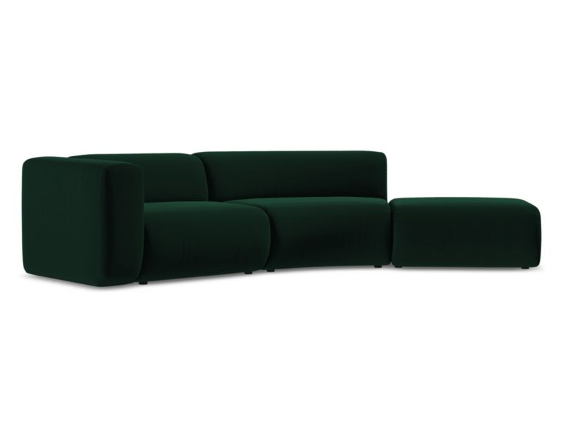 4-osobowa kanapa modułowa prawa Makamii Ekahi z tkaniny welwetowej 335x166 cm butelkowa zieleń 1 szt.