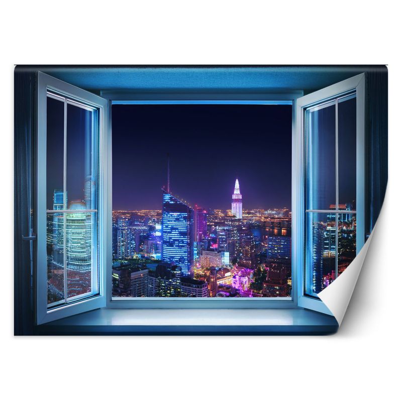 Fototapeta Feeby Widok z okna na miasto nocą 200x140 1 szt