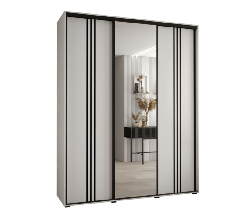 Szafa przesuwna Abiks DAVOS 7 wysoka szer.190cm gł.45cm biały/biały/czarny 1szt.