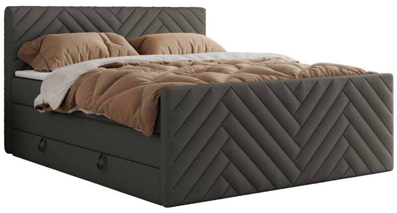 Łóżko kontynentalne MKS Meble PARIS KING DUO 180x200 H3 Szary ecoskóra 1szt.