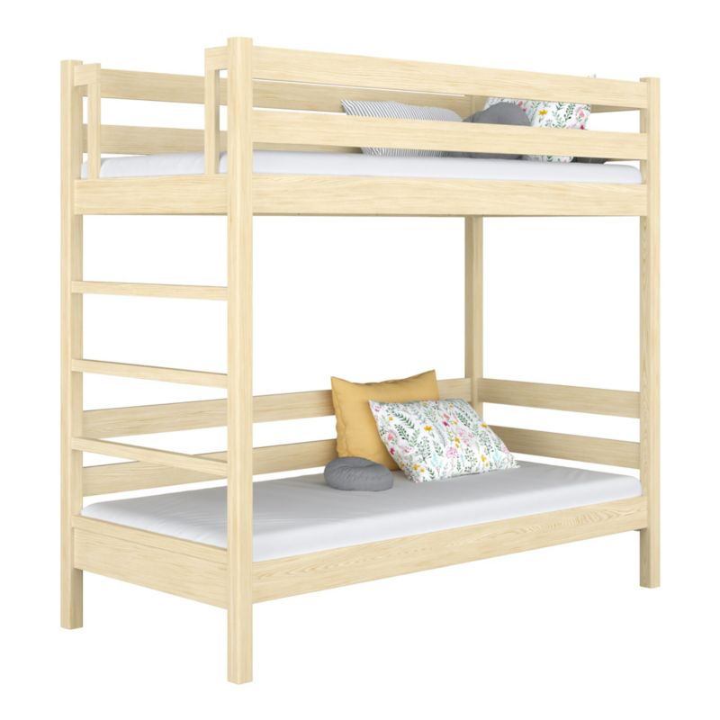 Drewniane łózko piętrowe N-WOOD N03 80x180 sosna bezbarwna 1 szt.