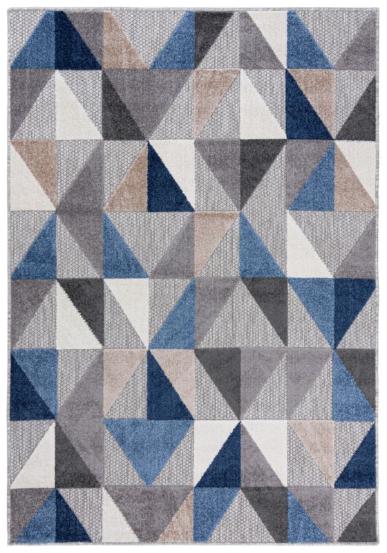 Dywan wewnętrzny/ zewnętrzny Aventura EC96A prostokąt 160 x 230 cm niebieski,szary nowoczesny wzór geometryczny krótki włos 1 szt.
