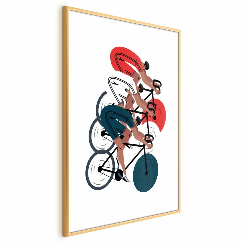 Plakat Artgeist Wyścig kolarski 21x30 cm z ramą złotą 1 szt