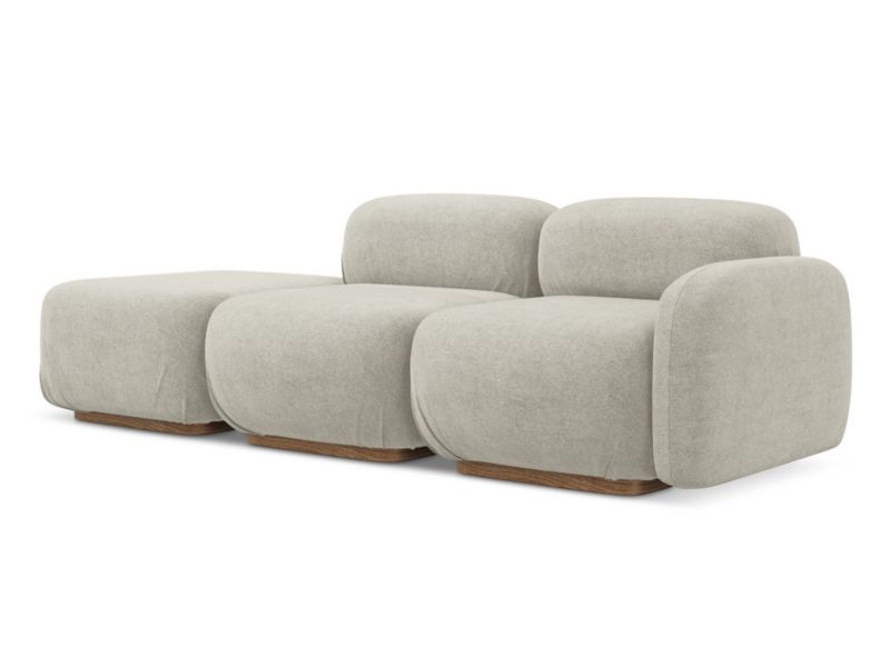 3-osobowa kanapa modułowa lewa Makamii Ailani z tkaniny bouclé 258x95 cm jasny beż 1 szt.