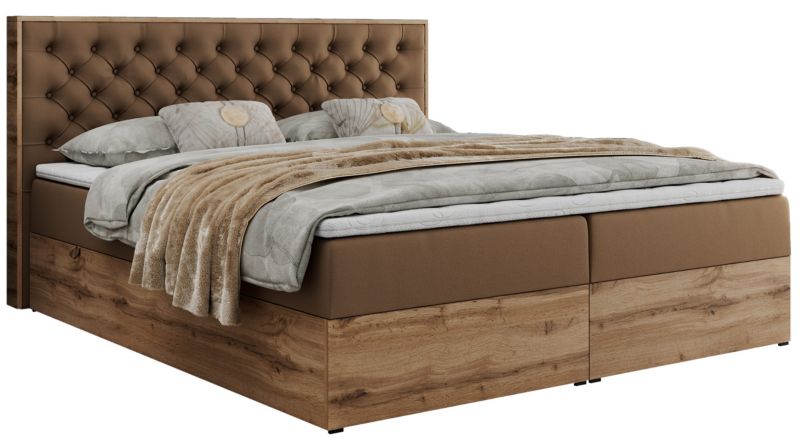 Łóżko kontynentalne MKS Meble ALBERO 3 180x200 H3 Brązowy ecoskóra 1szt.