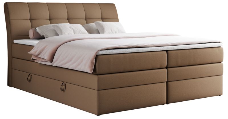 Łóżko kontynentalne MKS Meble GOLD 10 KING 180x200 H3 Brązowy ecoskóra 1szt.
