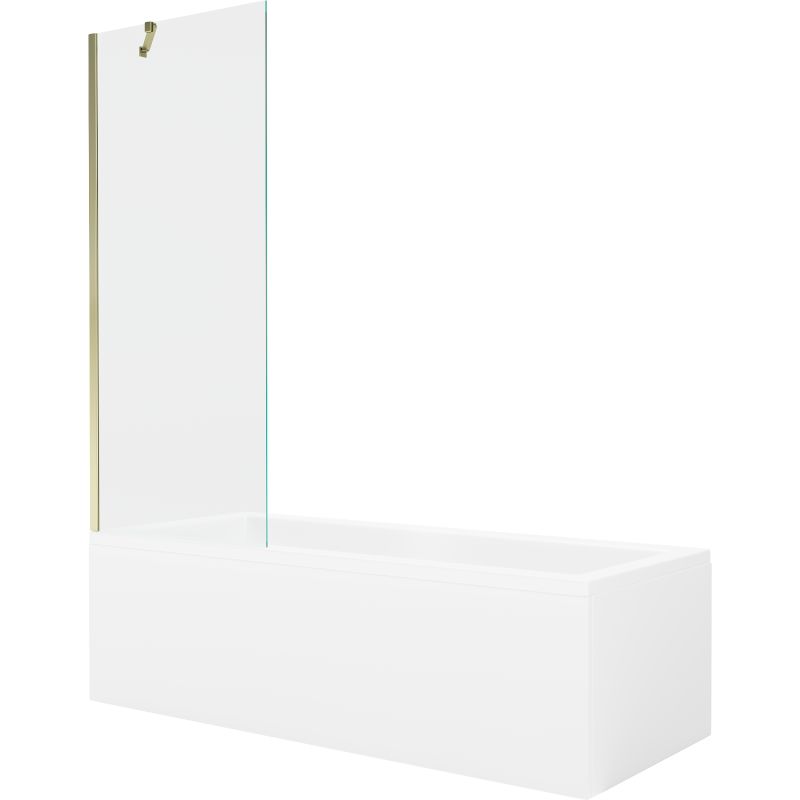Wanna prostokątna Mexen Cubik 160 x 70 cm z obudową i parawanem 1-skrzydłowym 70 cm transparent złoty 1 kpl.