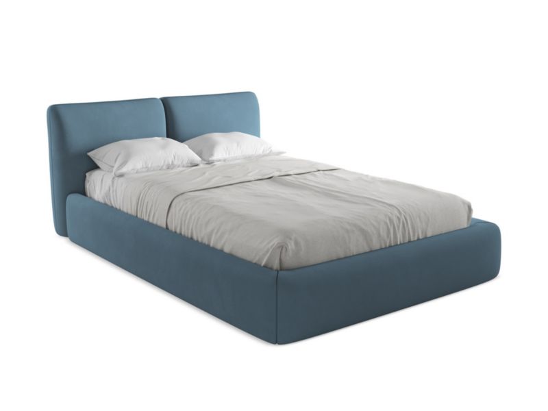 Łóżko Makamii Hoku z tkaniny szenilowej 140x200 jeans 1 szt.