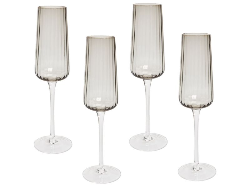 Zestaw 4 kieliszków do szampana flet Quartz 230 ml Szary 1 kpl