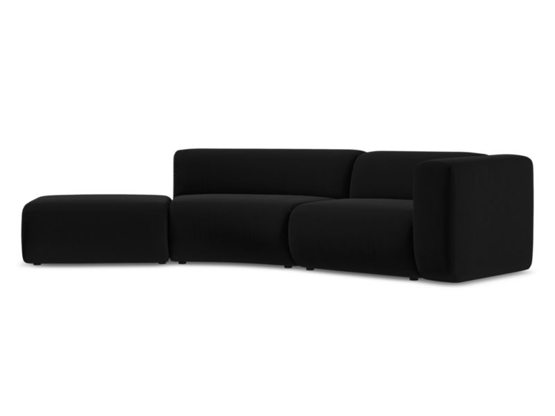 4-osobowa kanapa modułowa lewa Makamii Ekahi z tkaniny welwetowej 335x166 cm czarny 1 szt.