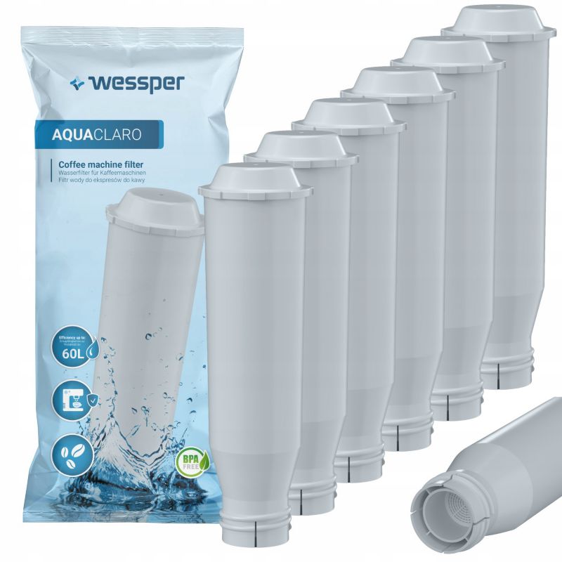 Filtr wody, Wessper, do ekspresu Krups Siemens, zamiennik, węglowy, 6szt