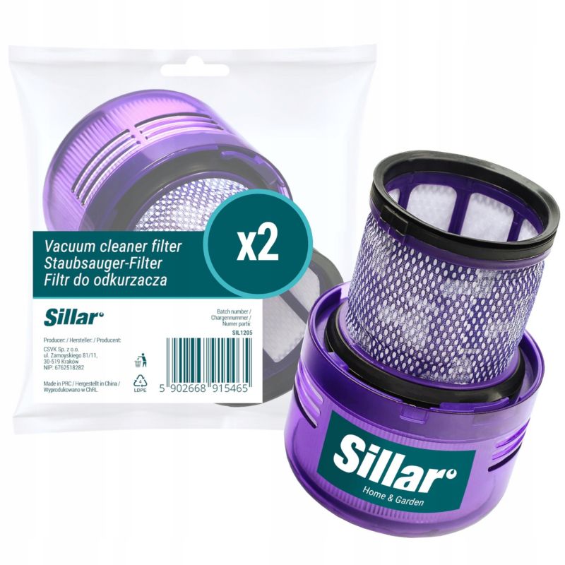 Filtr do odkurzacza, Sillar, zamiennik do Dyson V11, V15, SV14, zmywalne, 2szt