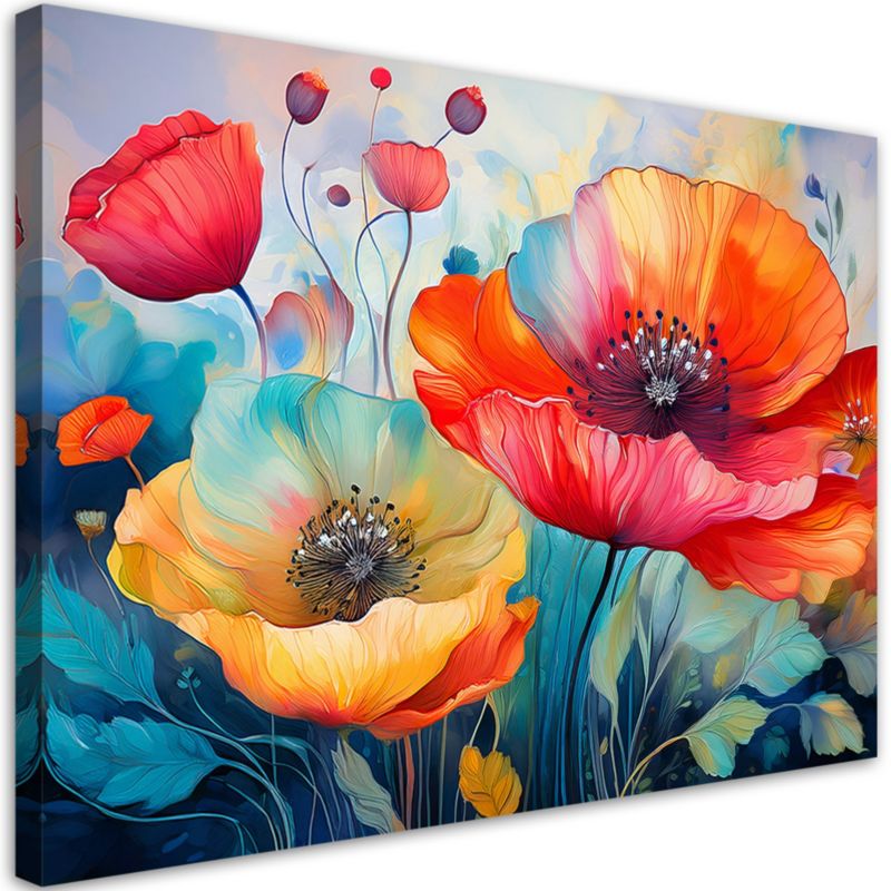 Obraz do salonu sypialni Feeby Maki Kolorowe Kwiaty Abstrakcja 90x60 cm 1szt