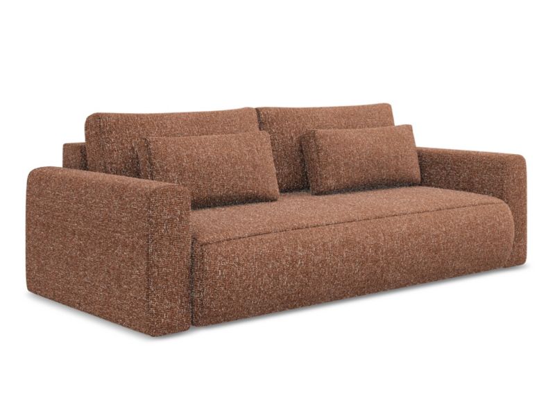 Kanapa 3-osobowa z funkcją spania Makamii Kapua z tkaniny strukturalnej 238x105 cm terakota 1 szt.