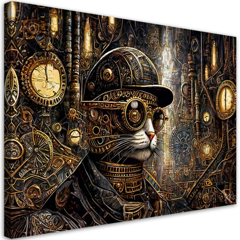 Obraz do salonu sypialni Feeby Fantastyczny Kot Steampunk 100x70 cm 1szt