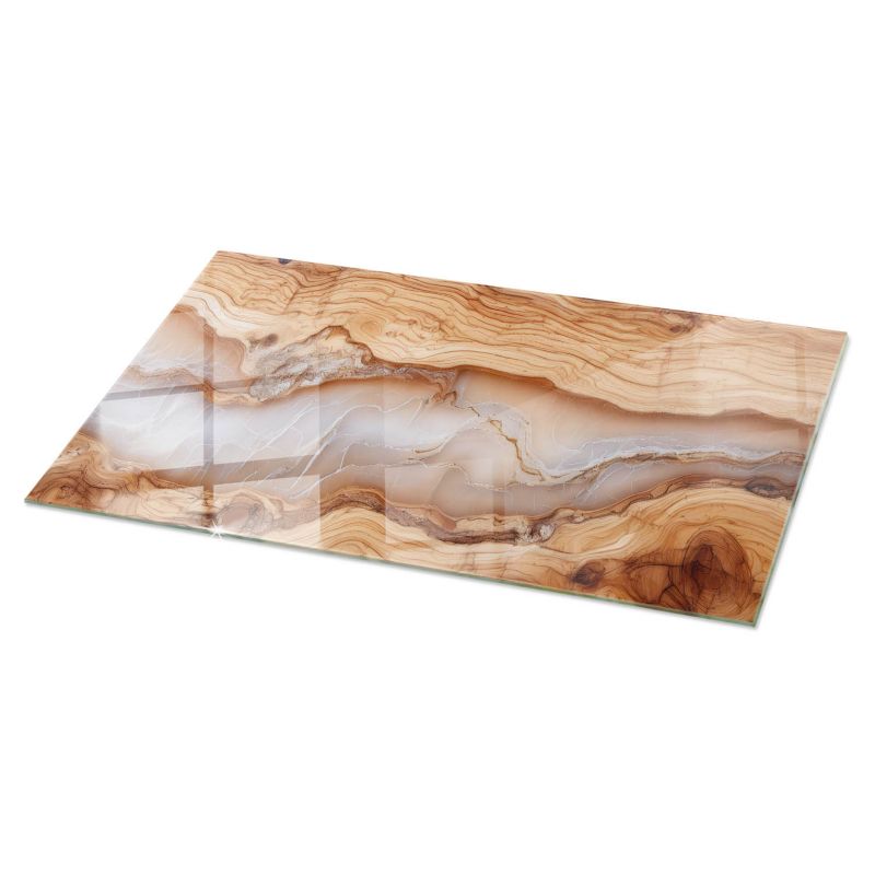 Blat szklany Tulup 140x70 cm Naturalne drewno z żywicą 1 szt.
