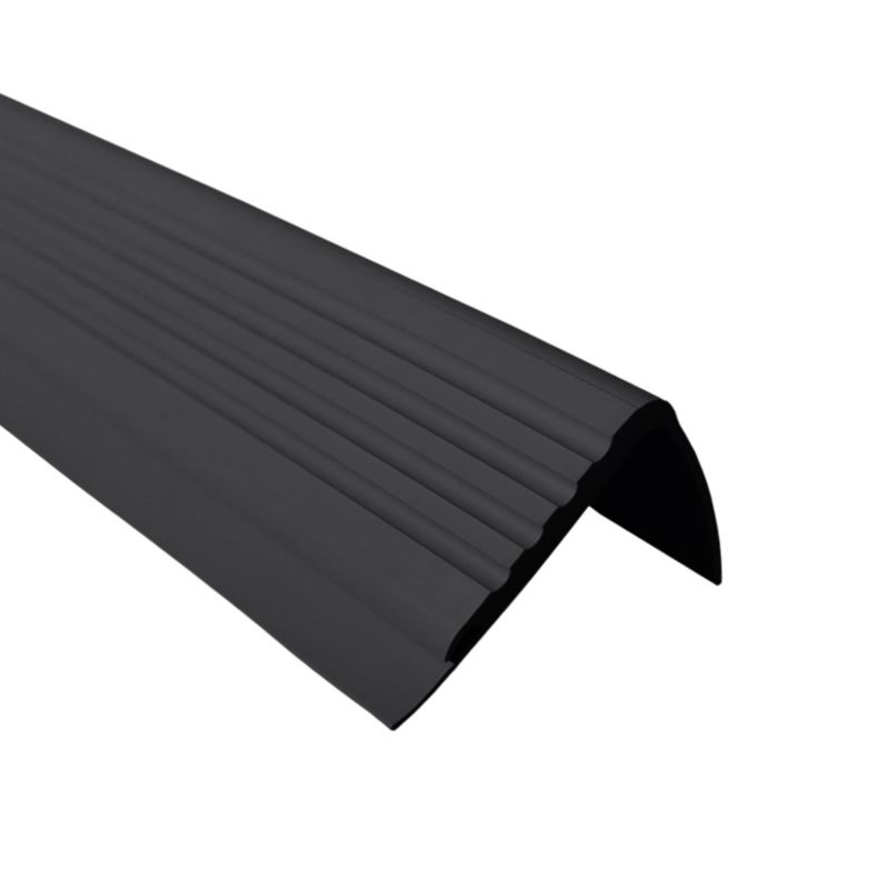 Profil schodowy PCV 48x42mm, QUEST, antypoślizgowy nosek schodowy, PMW , czarny, 1.5m