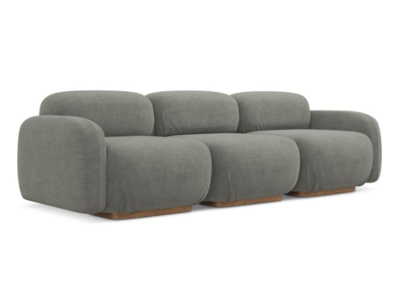 4-osobowa kanapa modułowa Makamii Ailani z tkaniny bouclé 270x95 cm szary beż 1 szt.
