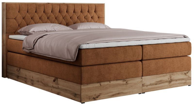 Łóżko kontynentalne MKS Meble AMORE KING 180x200 H4 pomarańczowy struktura 1szt.