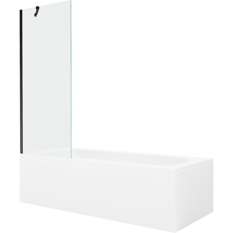 Wanna prostokątna Mexen Vega 180 x 80 cm z obudową i parawanem 1-skrzydłowym 70 cm transparent czarny 550118080X9507000070 1 szt.