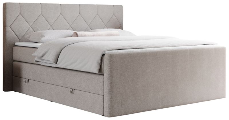 Łóżko kontynentalne MKS Meble KING EIGAR 140x200 H3 beżowy struktura 1szt.