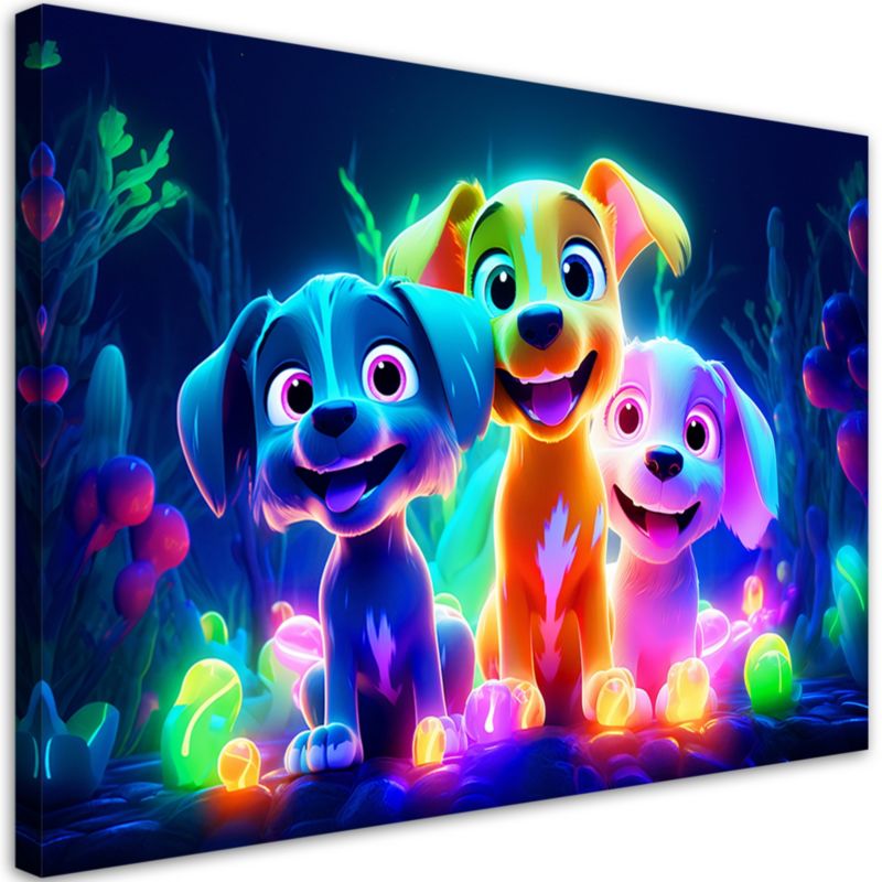 Obraz dla dzieci Feeby Kolorowe Psy Abstrakcja Neon 120x80cm 1szt