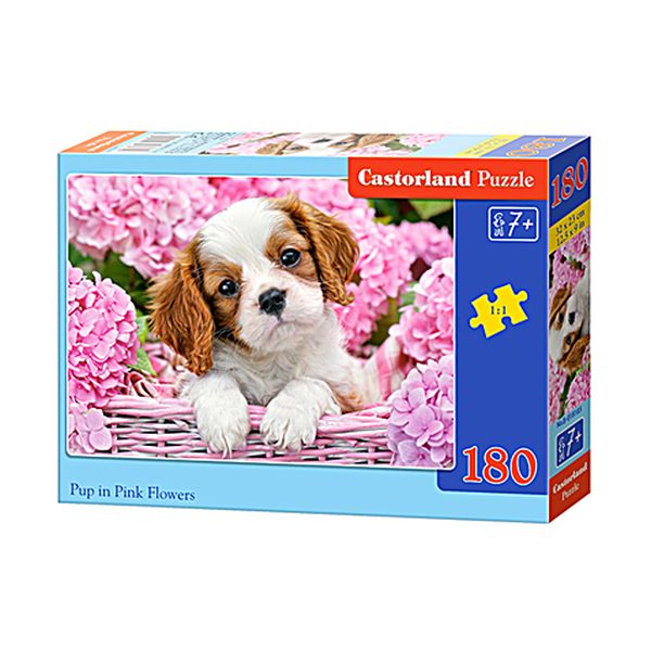 Castorland Puzzle 180 el. B-018185 Pup in Pink Flowers