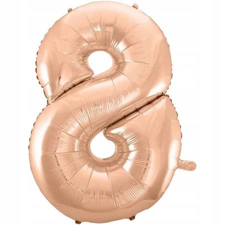 BALON FOLIOWY RÓŻ-ZŁOTY CYFRA 8 92CM