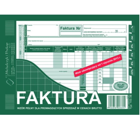 FAKTURA VAT A5 BRUTTO PEŁNA POZIOM 143-3