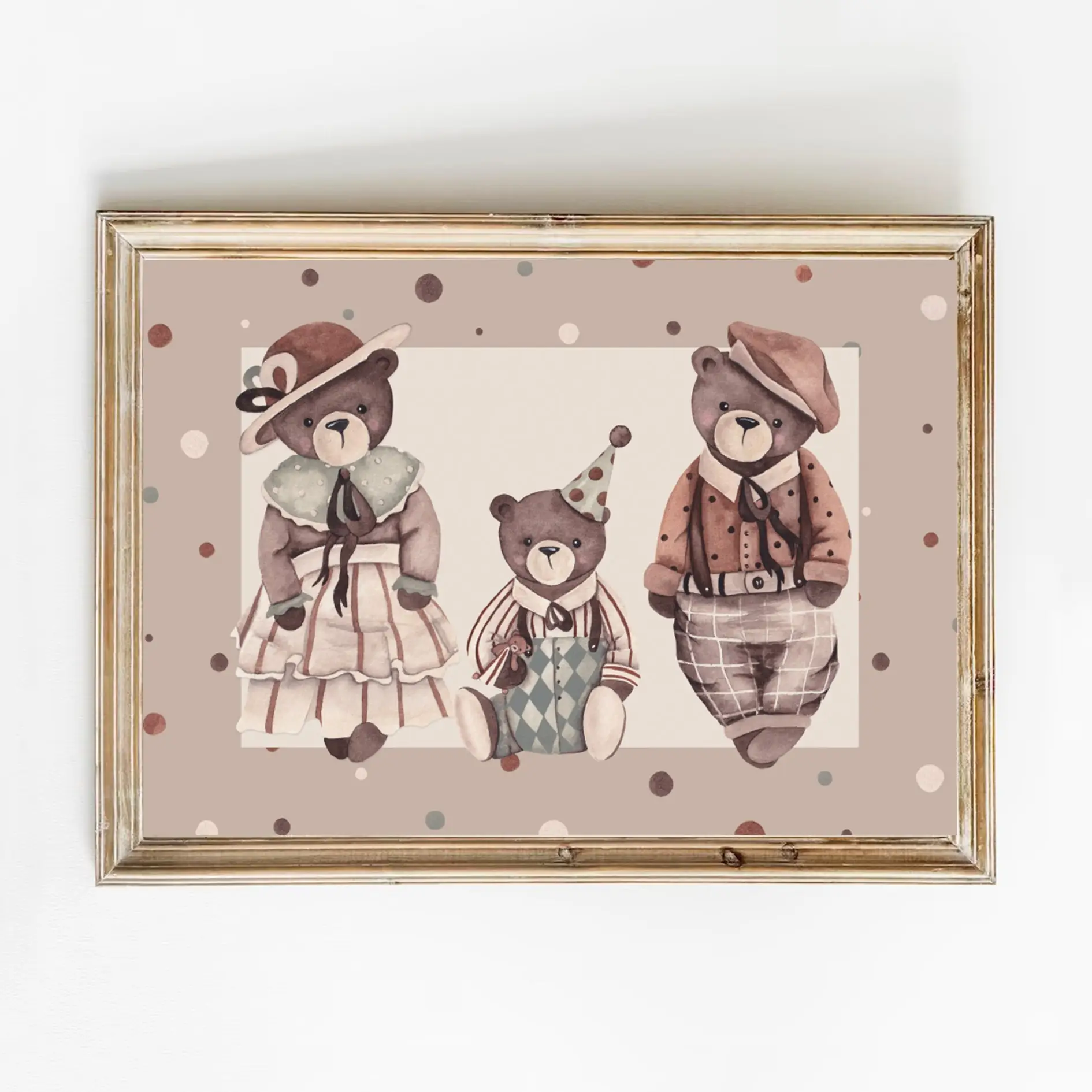 Plakat Retro Niedźwiadki Rodzina - Sam plakat A4