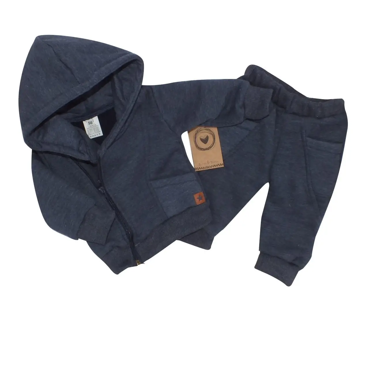 DRES NIEMOWLĘCY 2 CZĘŚCIOWY Z OCIEPLANEJ DRESÓWKI JEANSOWY ZZ - 68