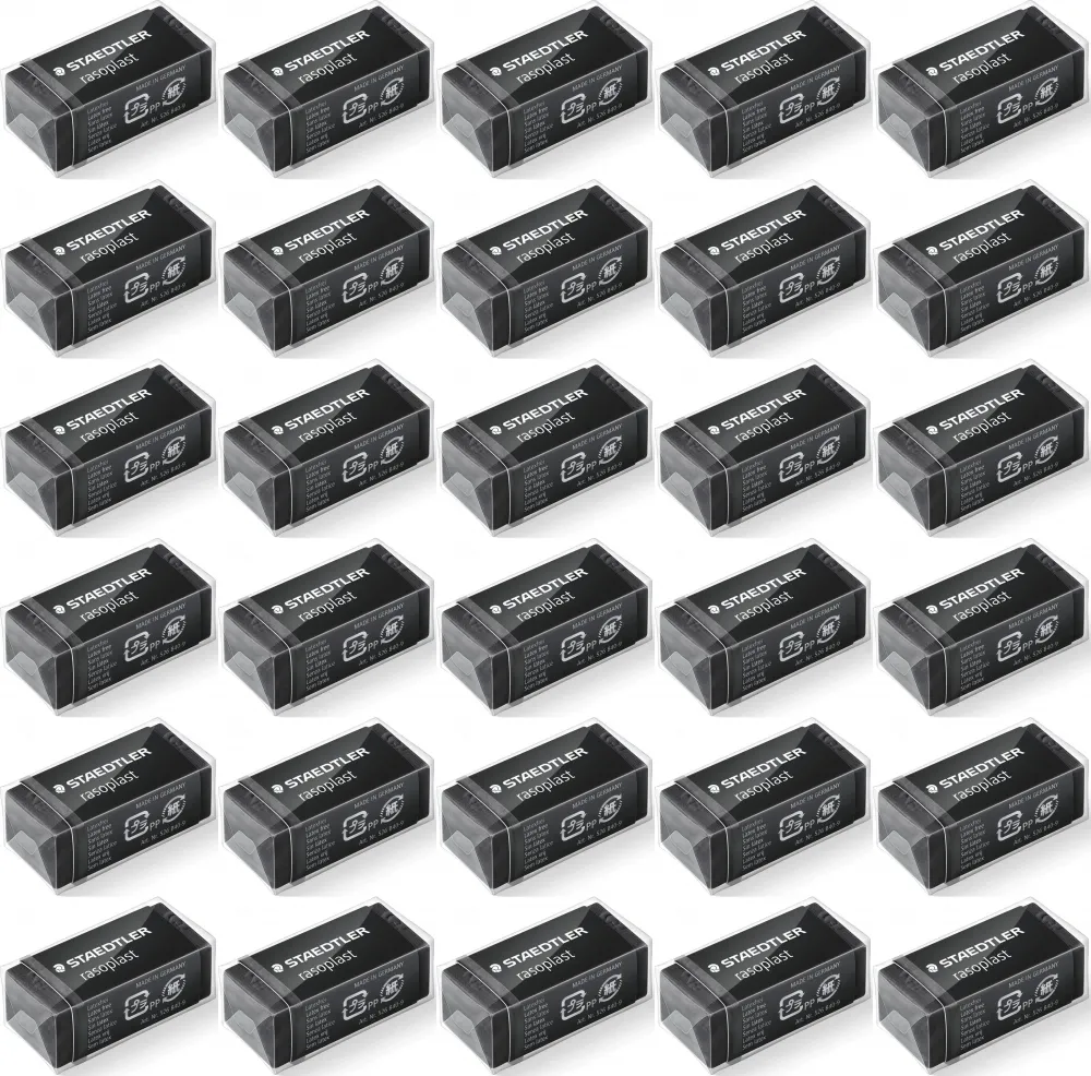 30x Gumka ołówkowa Staedtler, Rasoplast, 33x16x13mm, czarny