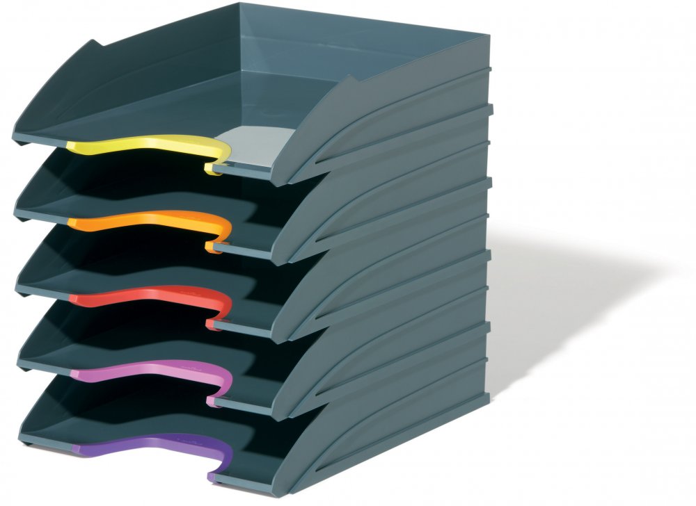 Zestaw 5 półek na dokumenty Durable Varicolor, A4, plastikowy, szary