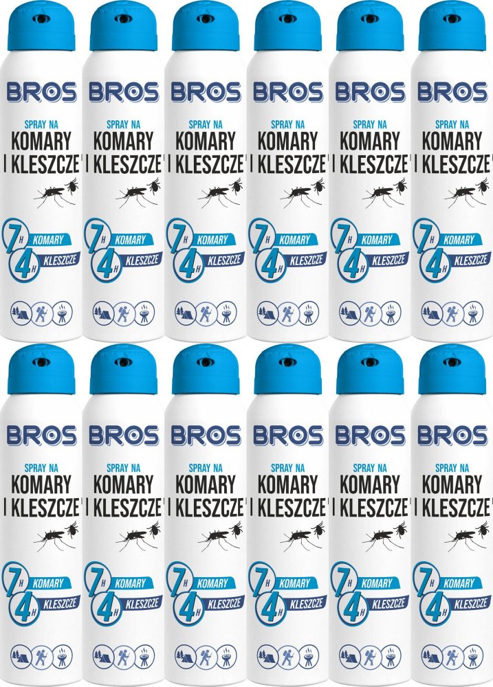 12x Spray na komary i kleszcze Bros, 90ml