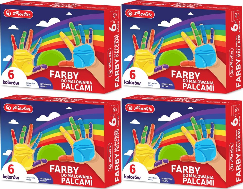 4x Farby do malowania palcami Herlitz, 40ml, 6 sztuk, mix kolorów